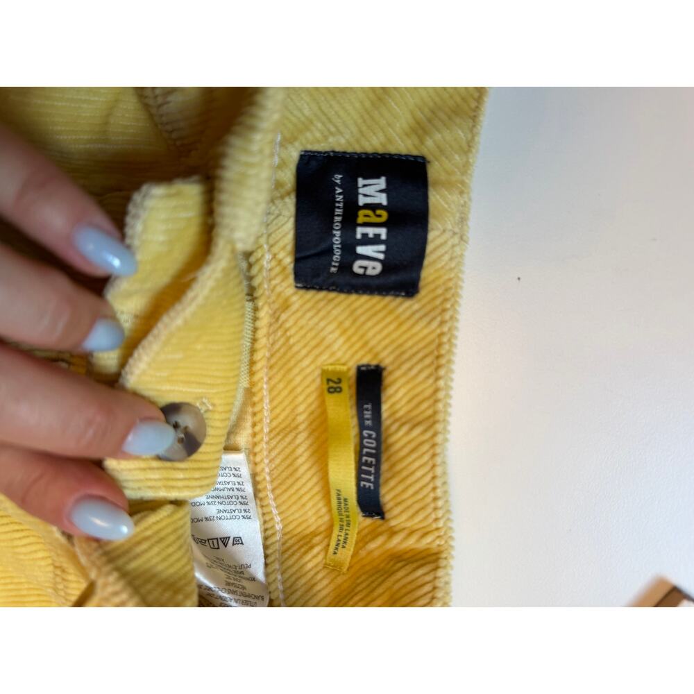 Anthropologie Maeve Colette Cropped Wide Leg Corduroy Pants Sz 28 Light Yellow - Picture 7 of 11